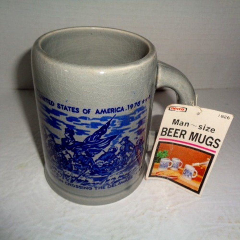 Vintage Nevco Stone Wear Beer Mug, 1776-1976, Japan, New With Tag